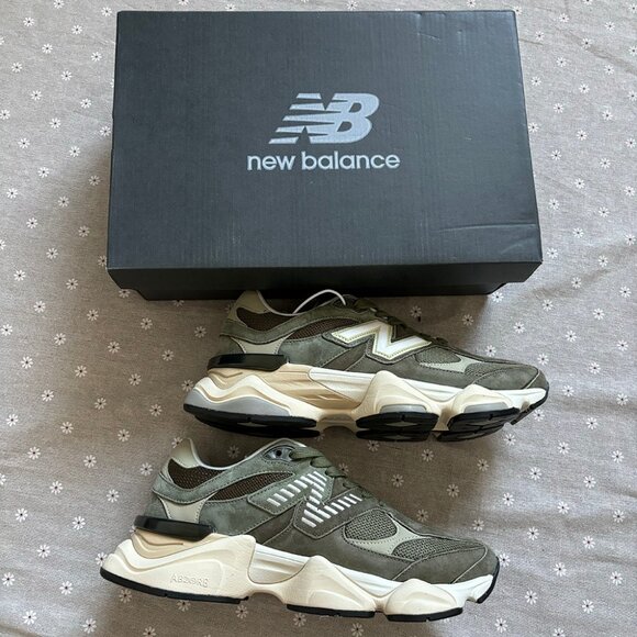 New Balance 9060 Dark Army Sneakers - Picture 1 of 6